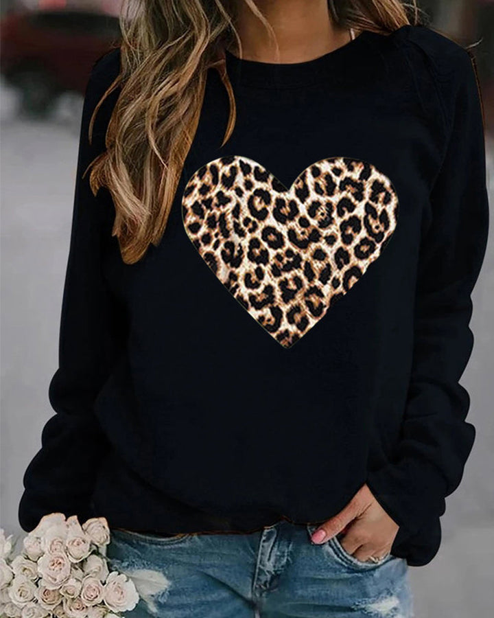 Lenka -  elegant sweatshirt with leopard heart print