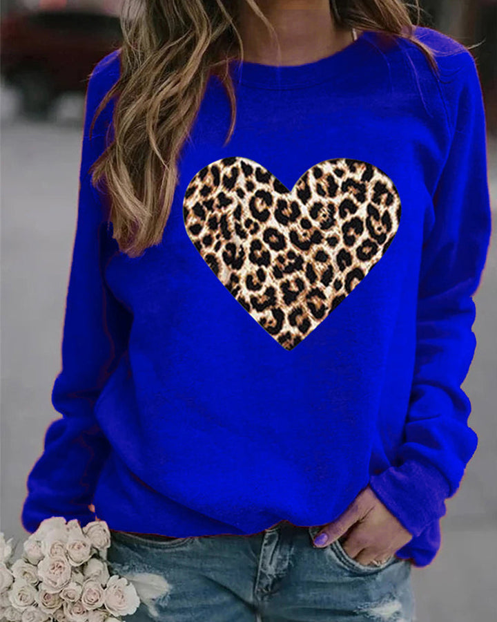 Lenka -  elegant sweatshirt with leopard heart print