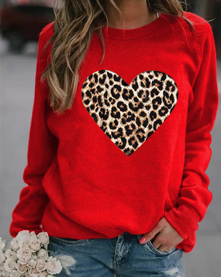 Lenka -  elegant sweatshirt with leopard heart print