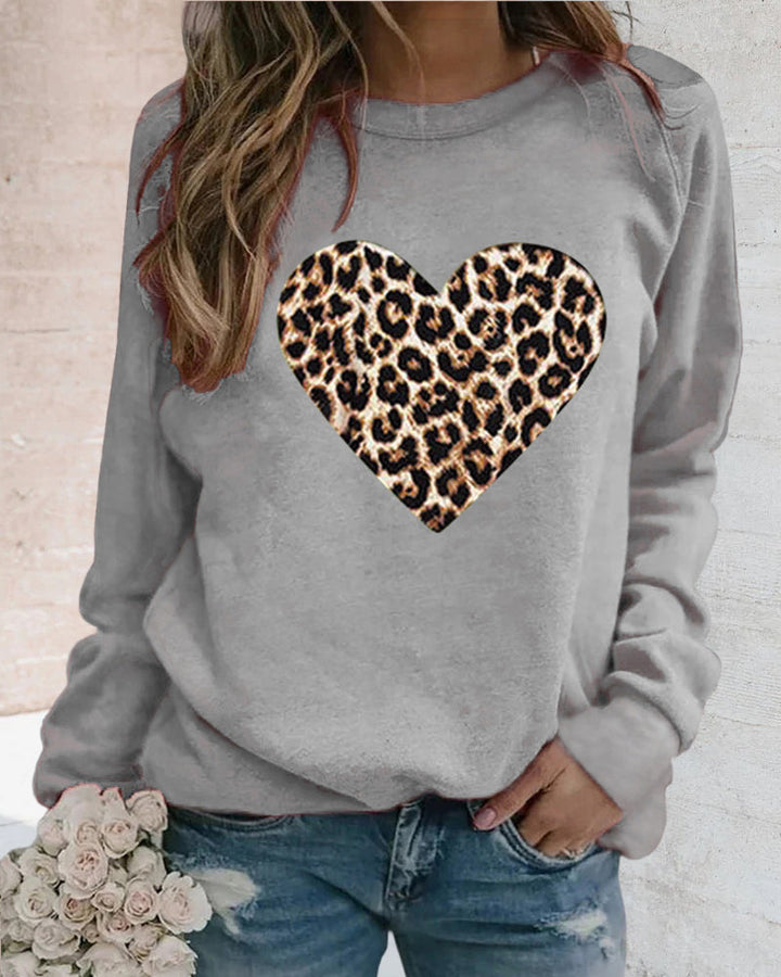 Lenka -  elegant sweatshirt with leopard heart print