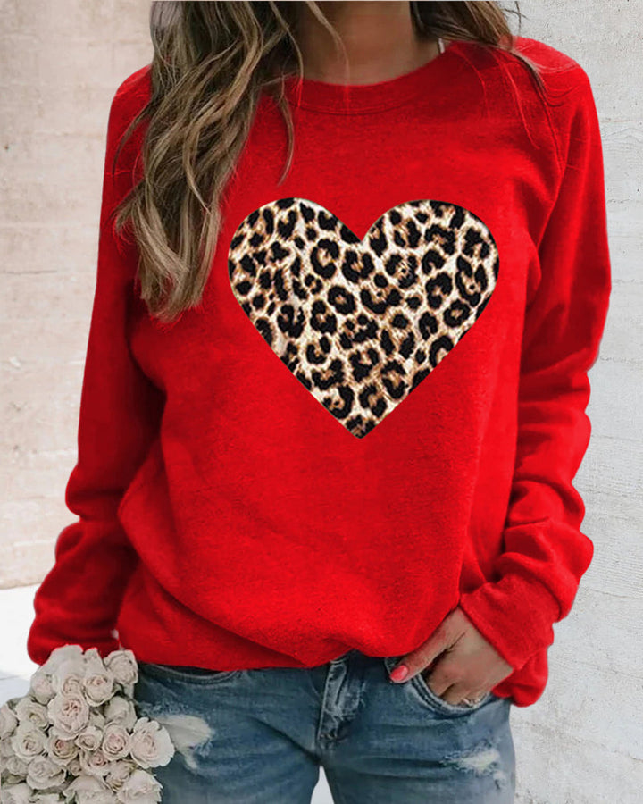 Lenka -  elegant sweatshirt with leopard heart print