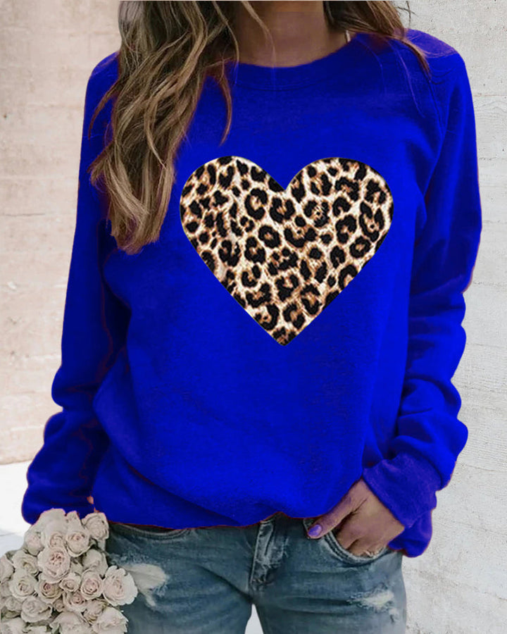 Lenka -  elegant sweatshirt with leopard heart print