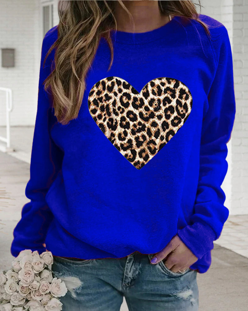 Lenka -  elegant sweatshirt with leopard heart print