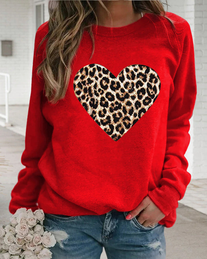 Lenka -  elegant sweatshirt with leopard heart print