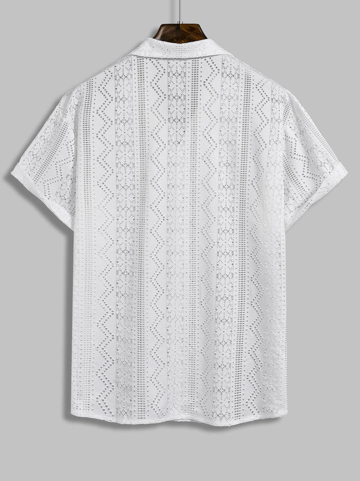 Men's knitted hollow short-sleeved shirt