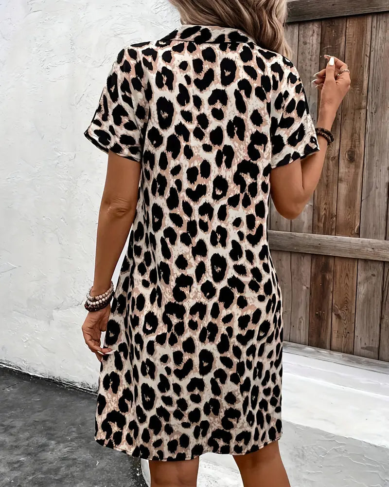 Kara | Leopard Print Shirt Dress