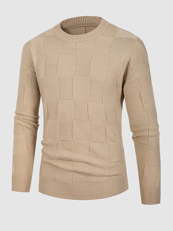 Men's Solid Color Block Pattern Round Neck Stand Collar Sweater