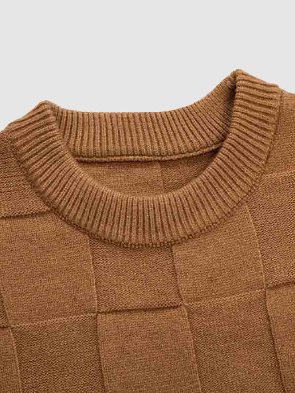 Men's Solid Color Block Pattern Round Neck Stand Collar Sweater