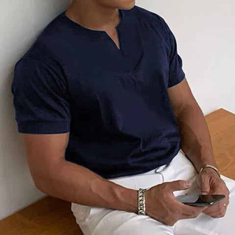 Men/Gentlemans business Short Sleeve V-neck T Shirt