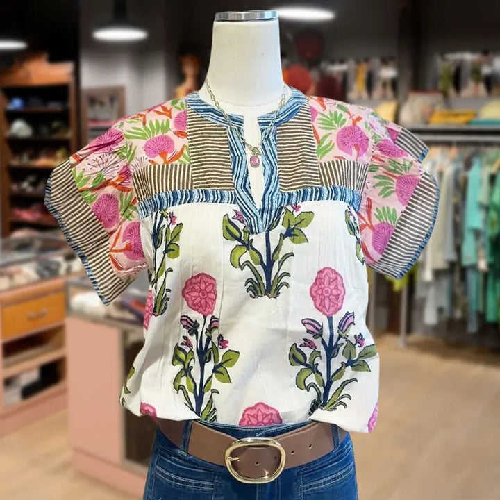 Yara | Elegant Floral Embroidered Blouse