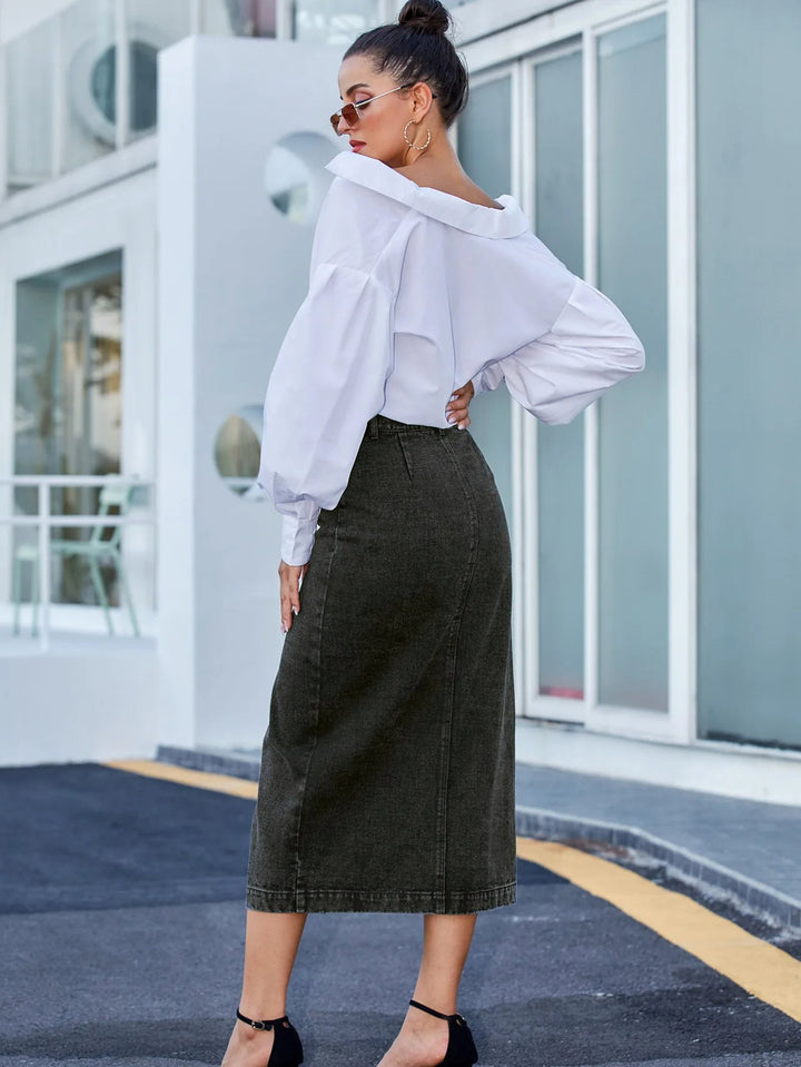 Virella | Button-Front Midi Skirt