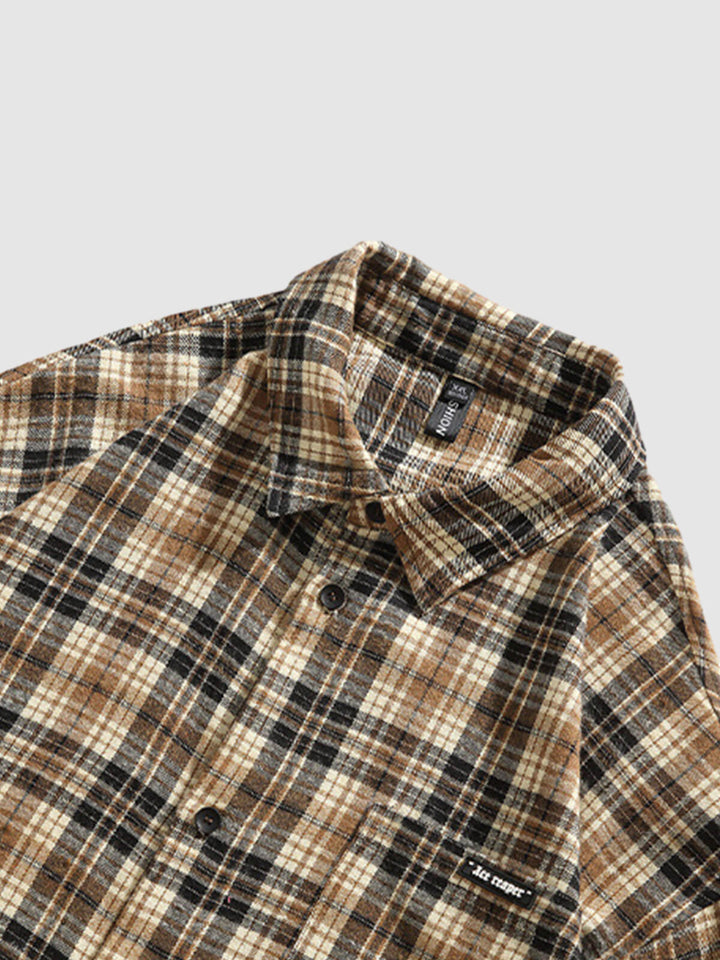 Men's Classic Casual Plaid Pocket Button Down Long Sleeve Shirt