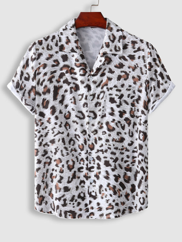 Men's Leopard Print Casual Short Sleeve Shirt