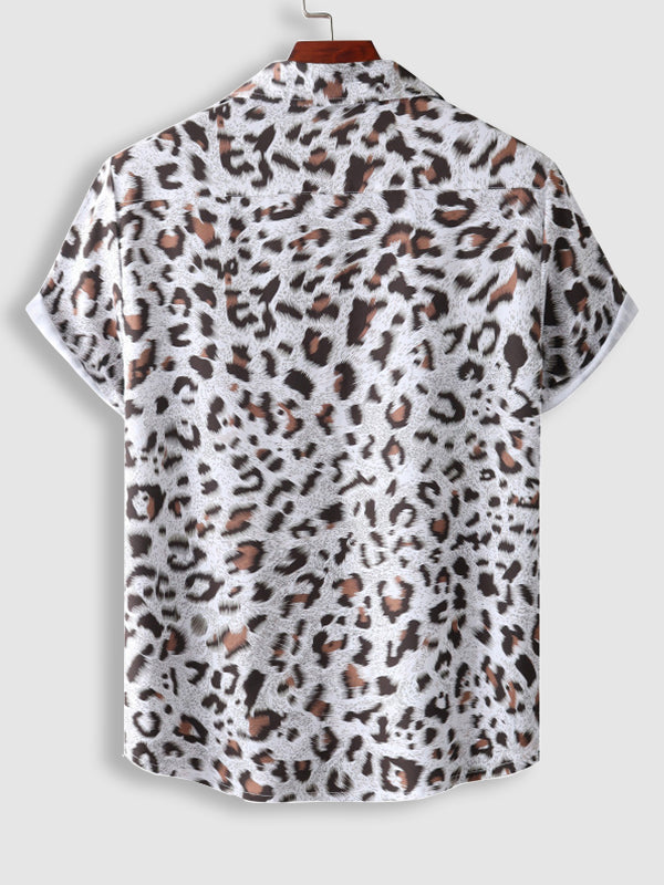 Men's Leopard Print Casual Short Sleeve Shirt