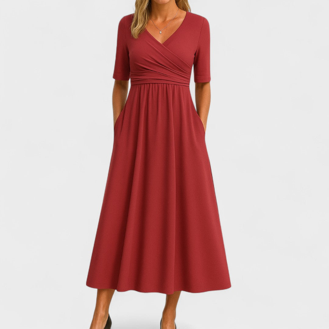 Seliora | Elegant V-Neck Maxi Dress