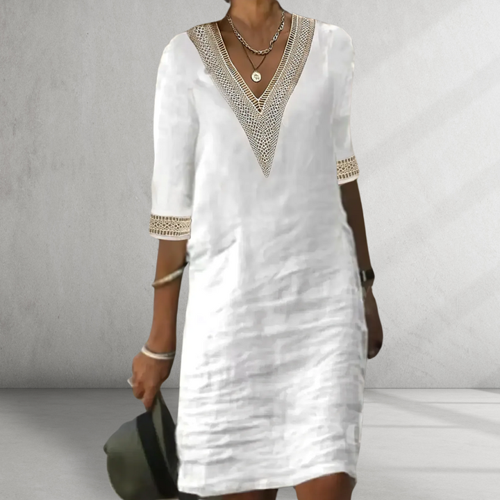 Althea | Elegant Lace-Trim Shift Dress