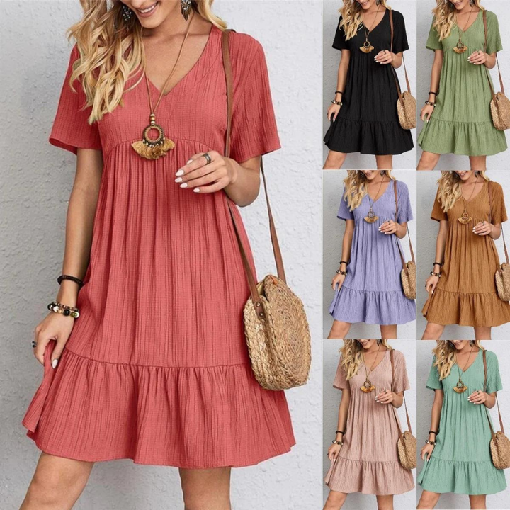 Tummy-Control Retro V-Neck Dress