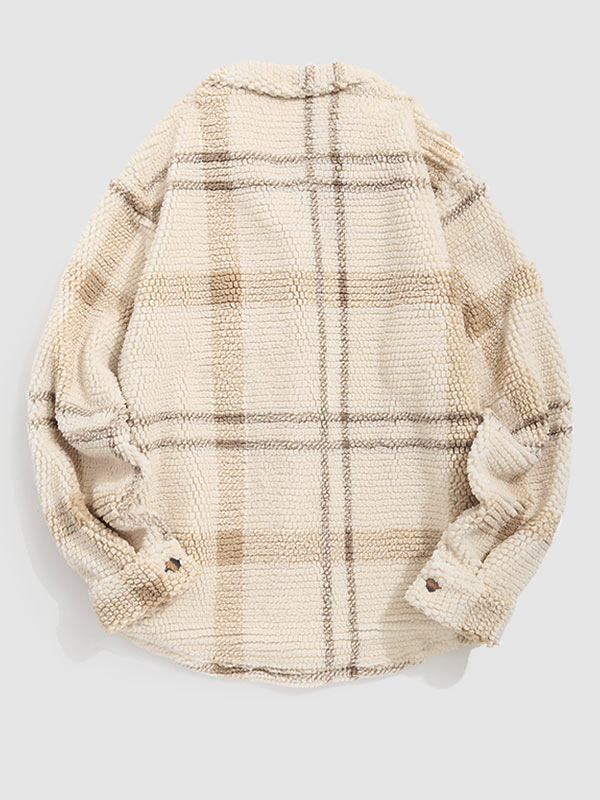 Vintage Plaid Fleece Lapel Jacket