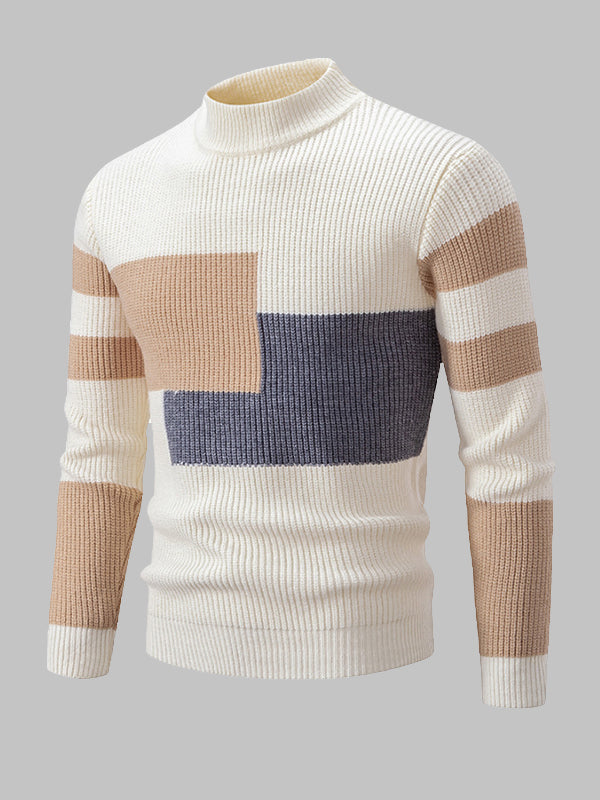 Men's Color Block Crew Neck Sweater