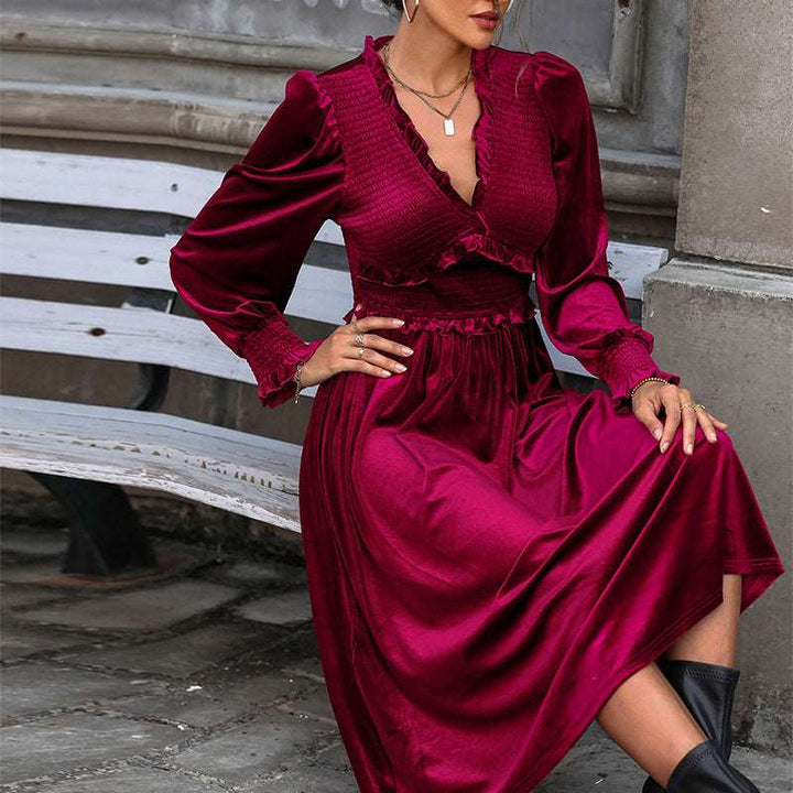 Ams dress wine red elegance