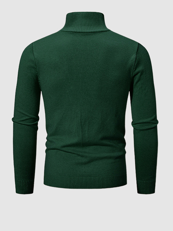 Men's Solid Color Quarter-Zip Collar Sweater