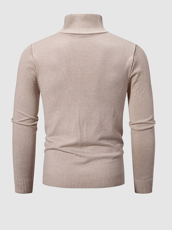 Men's Solid Color Quarter-Zip Collar Sweater