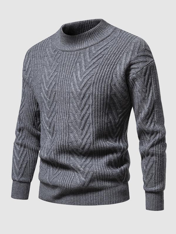 Men's solid color half turtleneck casual jacquard sweater