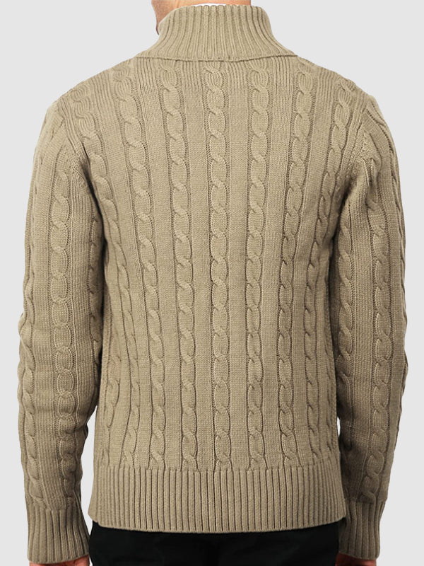 Men's solid color twist jacquard sweater knitted cardigan jacket