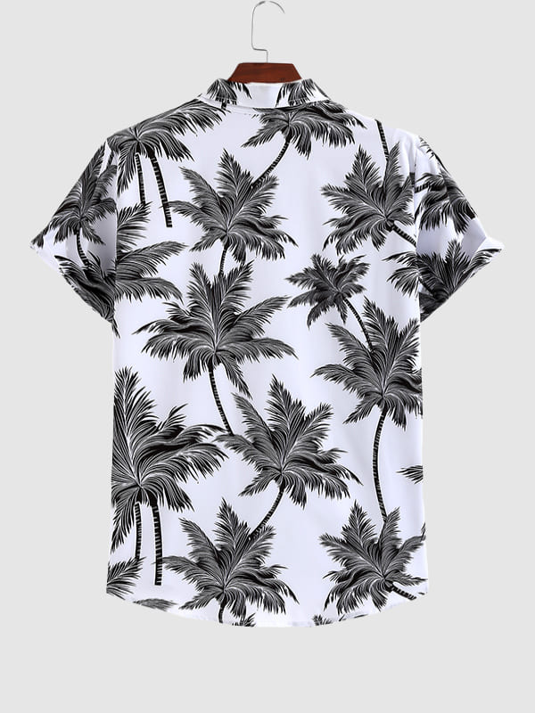 Men's coconut print casual short-sleeved shirt shorts set