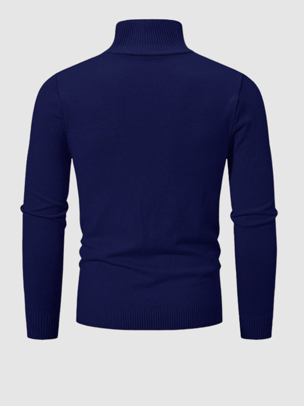 Men's Solid Color Quarter-Zip Collar Sweater