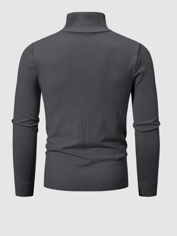 Men's Solid Color Quarter-Zip Collar Sweater