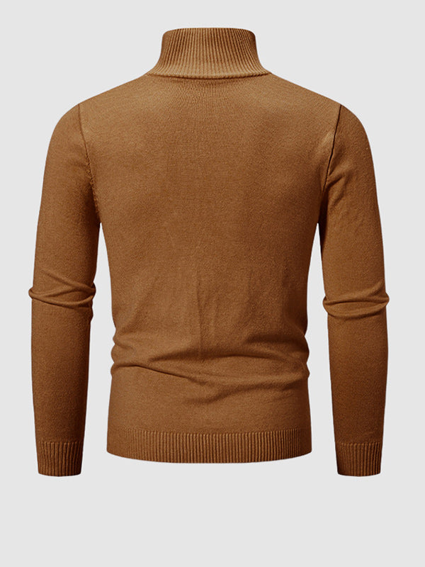 Men's Solid Color Quarter-Zip Collar Sweater