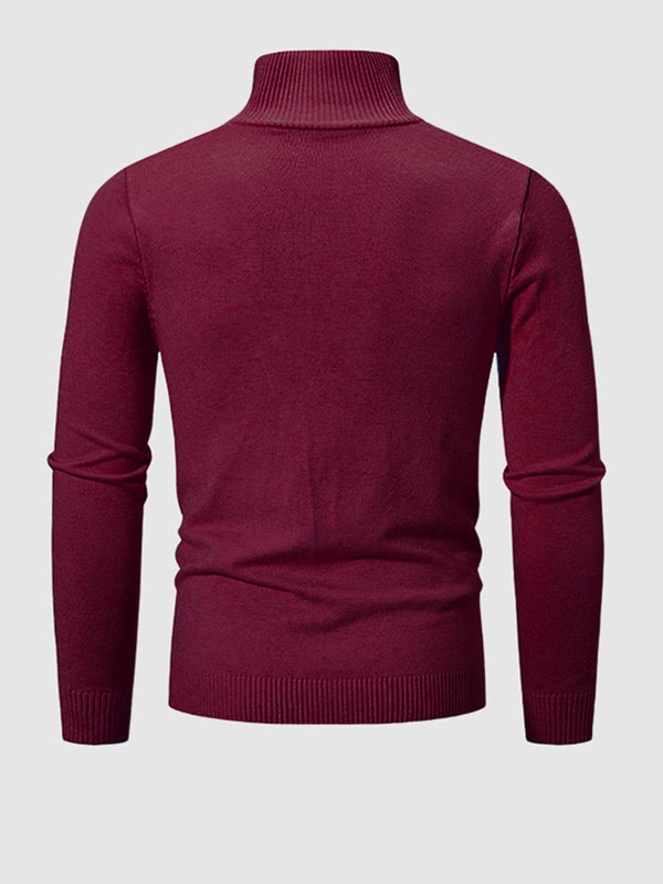 Men's Solid Color Quarter-Zip Collar Sweater