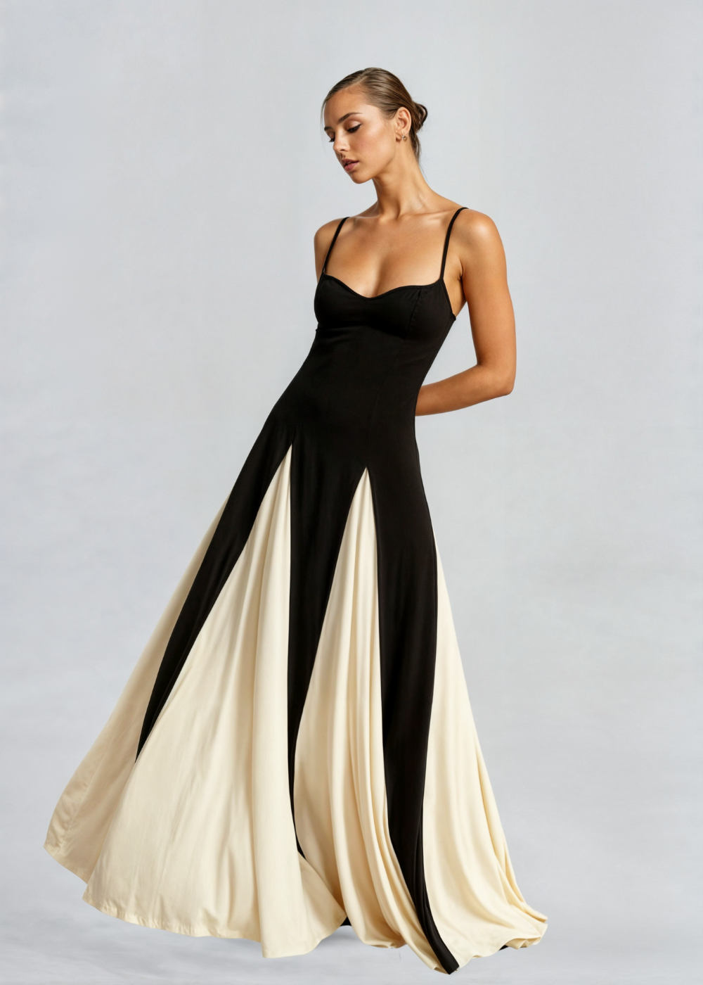Serena | Elegant Two-Tone Maxi Dress