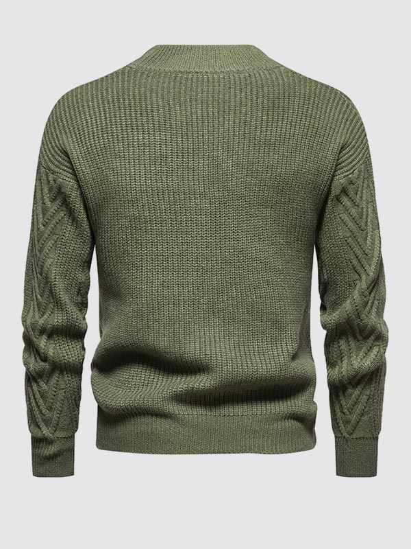 Men's solid color half turtleneck casual jacquard sweater