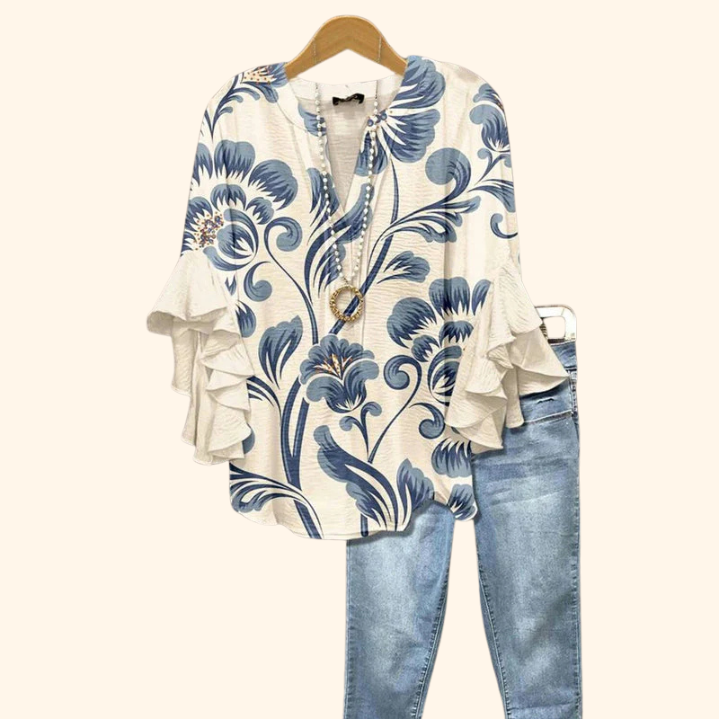 Seraphina | Elegant Ruffle Sleeve Blouse