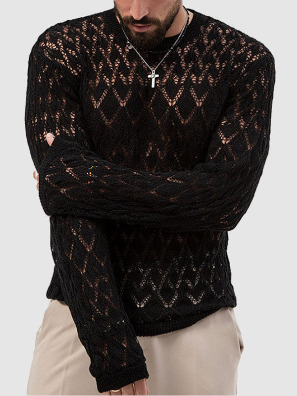 Men's sexy hollow bottoming thin sweater