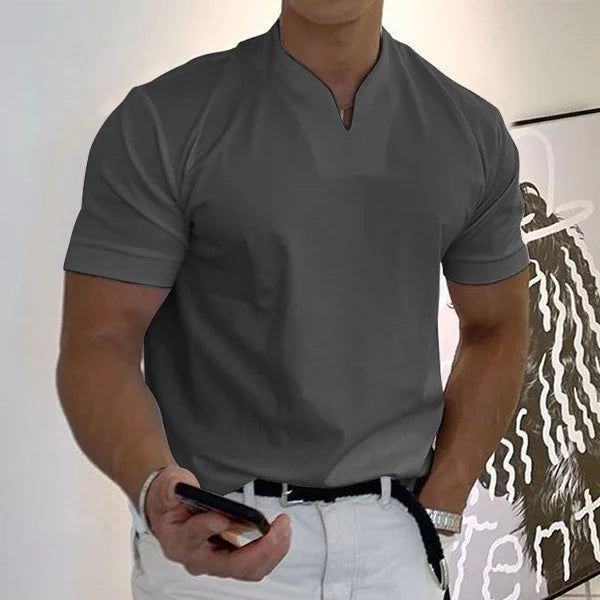 Men/Gentlemans business Short Sleeve V-neck T Shirt