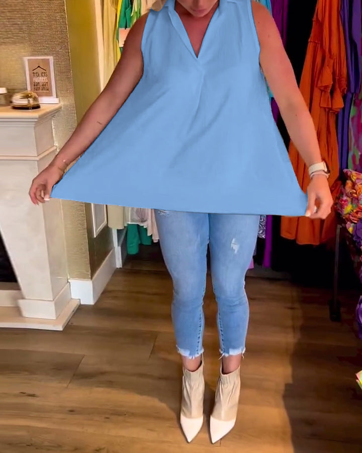 Lynette | Sleeveless High-Low Women’s Blouse