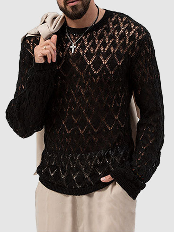 Men's sexy hollow bottoming thin sweater