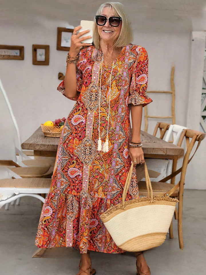 Leontine | Boho Print Maxi Dress
