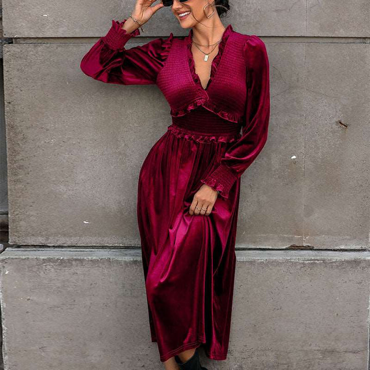 Ams dress wine red elegance