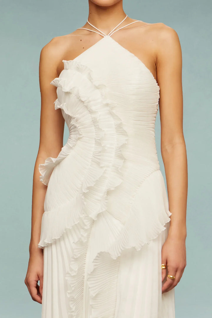 Celeste | Pleated One Shoulder Midi Dress