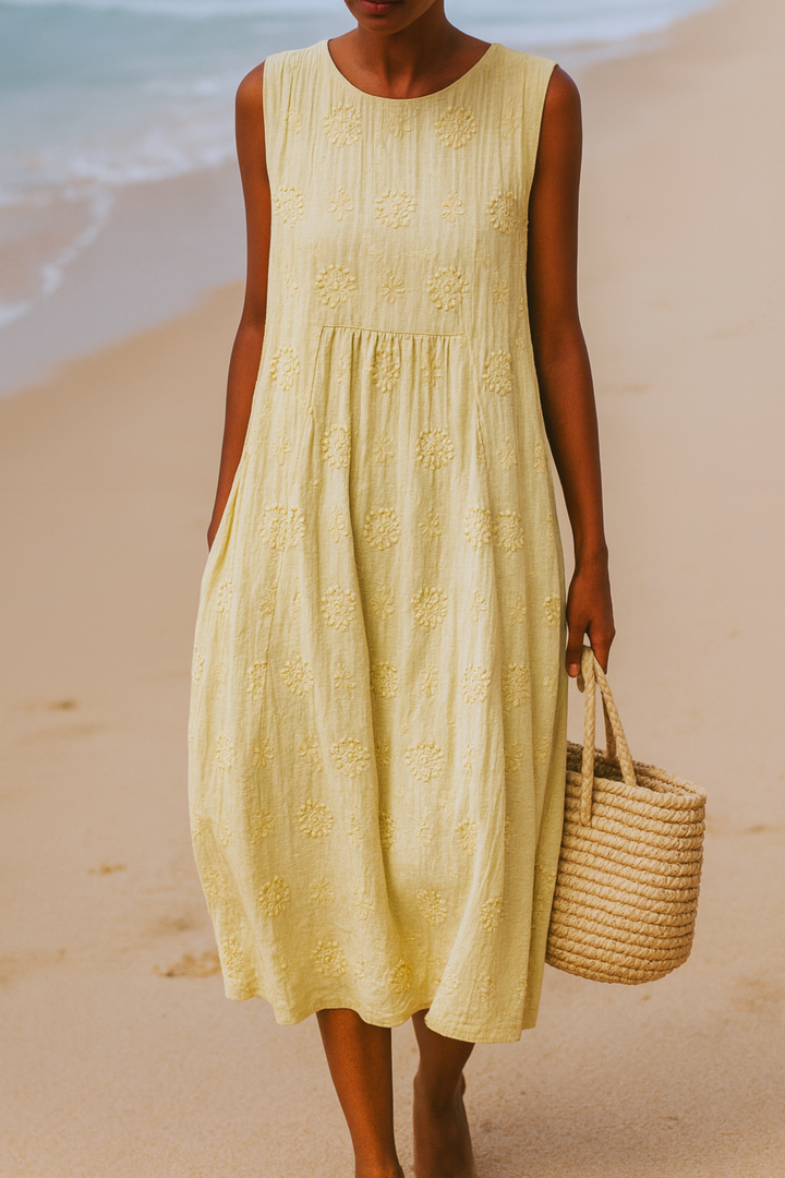 Maribel | Sleeveless Embroidered Midi Dress