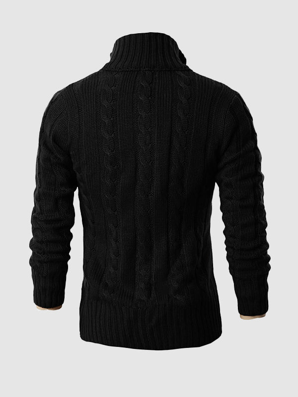 Men's solid color twist jacquard sweater knitted cardigan jacket