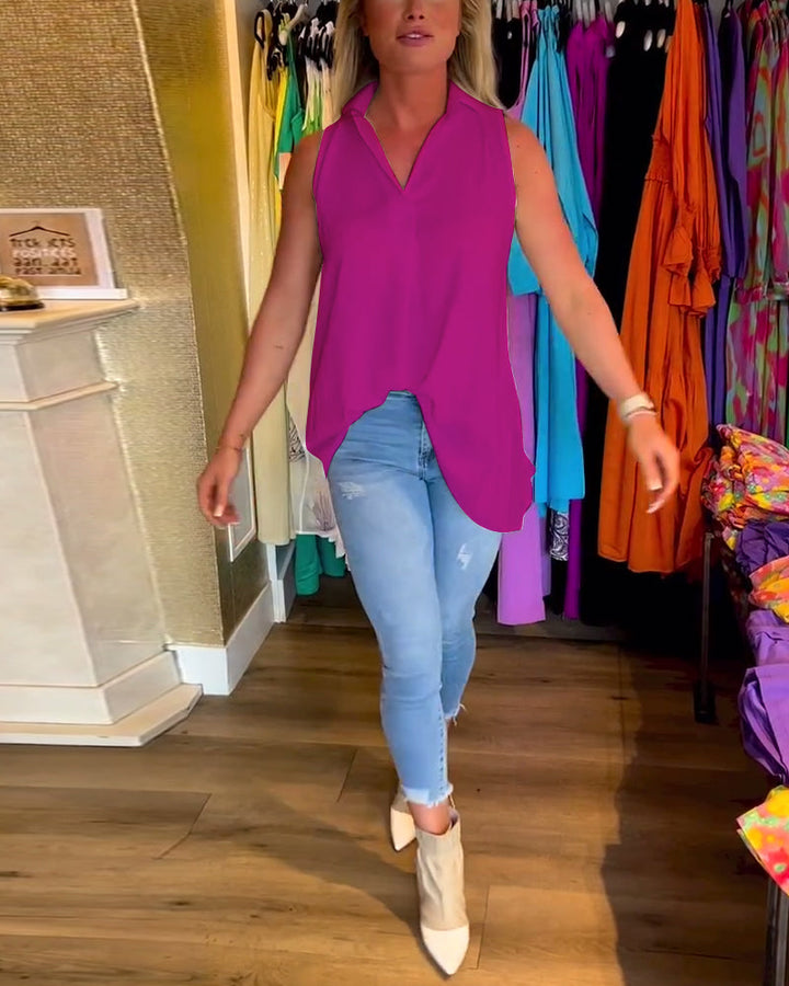 Lynette | Sleeveless High-Low Women’s Blouse