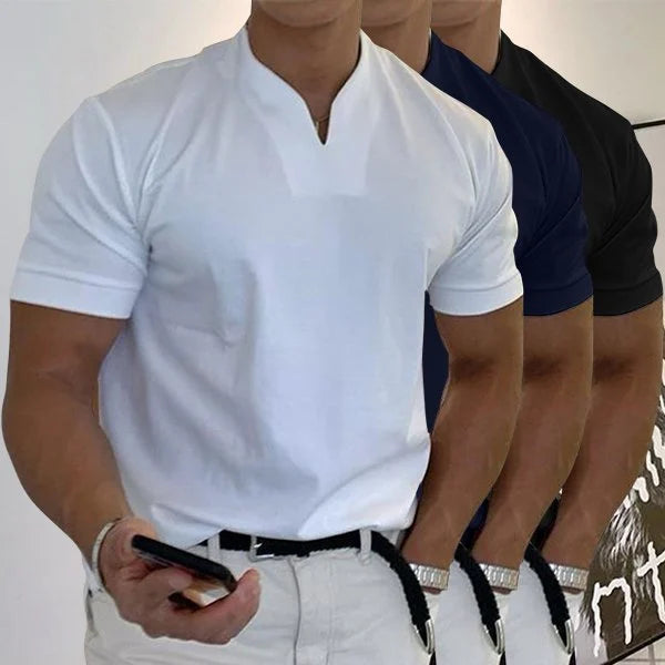 Men/Gentlemans business Short Sleeve V-neck T Shirt