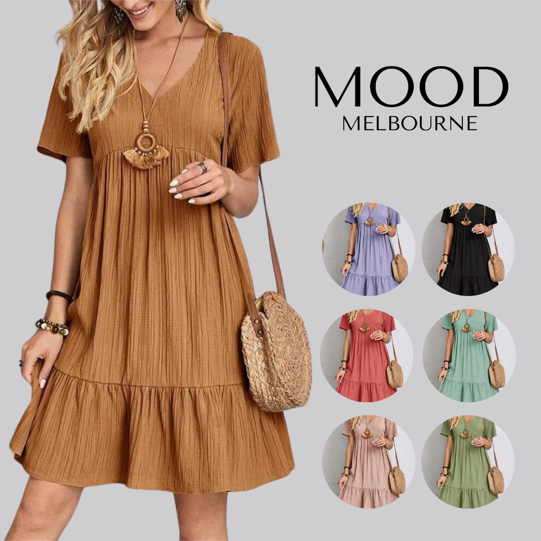 Tummy-Control Retro V-Neck Dress