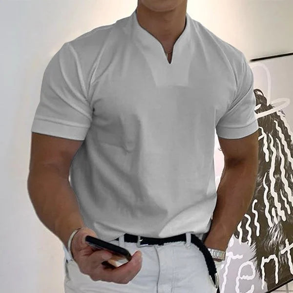 Men/Gentlemans business Short Sleeve V-neck T Shirt