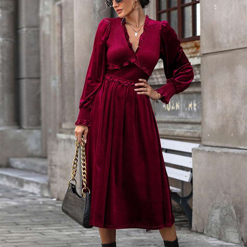 Ams dress wine red elegance